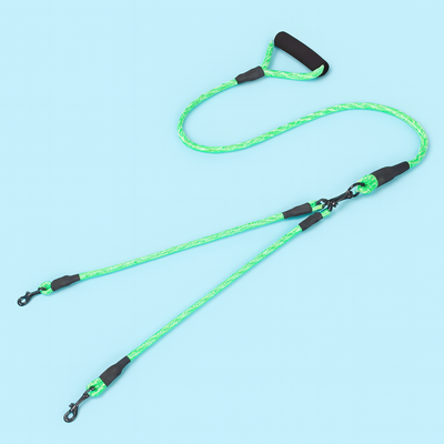 Pet Dual Head Dog Walking Rope with Wavy Pattern, One Drag Two Traction Rope, anti Winding and Detachable