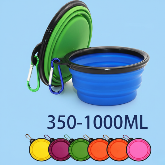 Folding Portable Silicone Dog Feeder Bowl 2 in 1 Pet Dispenser Outdoor Travel Dog Cat with Carabiner Bottle Food Water Container