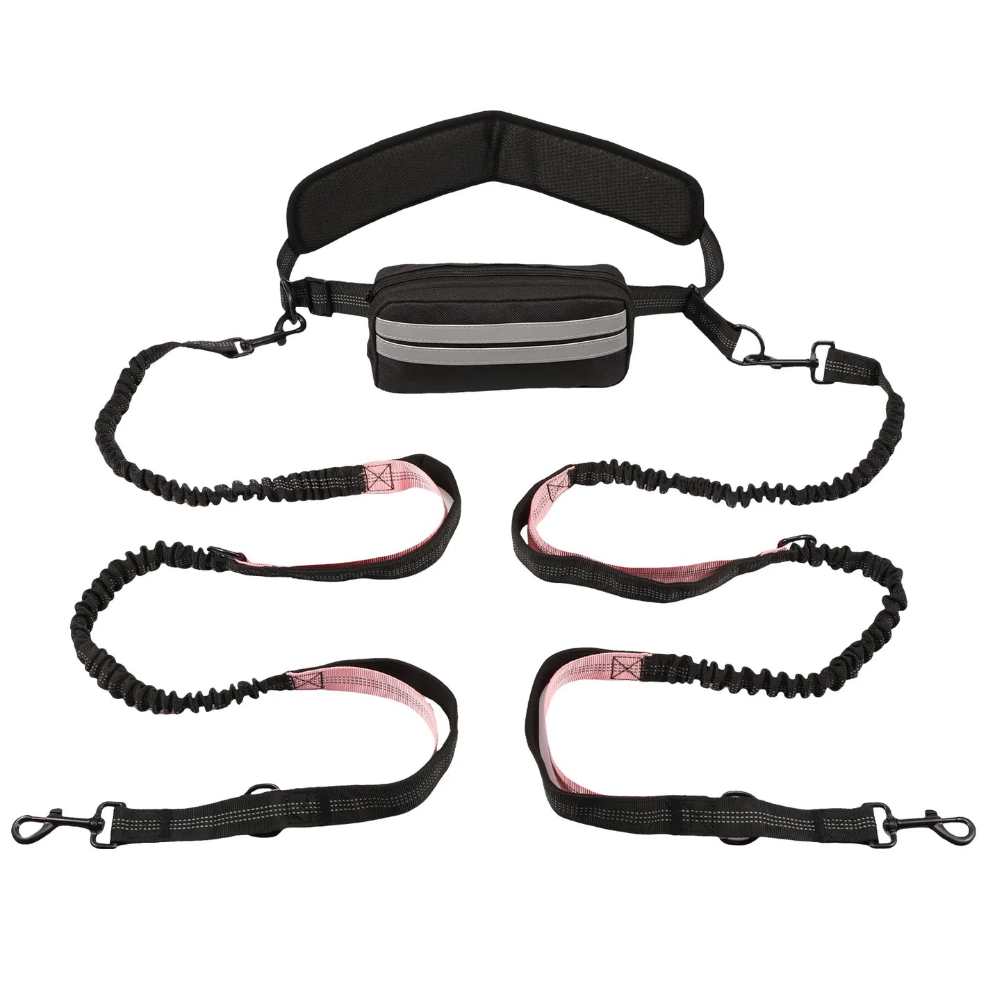 Hands Free Dog Leash Reflective Leash with Waist Bag Retractable Elastic Belt Dog Traction Rope for Running Walking Pet Products