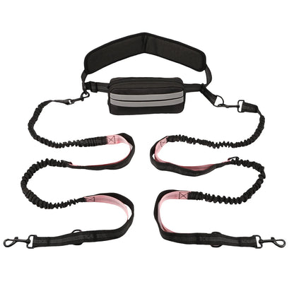 Hands Free Dog Leash Reflective Leash with Waist Bag Retractable Elastic Belt Dog Traction Rope for Running Walking Pet Products