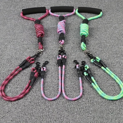 Pet Dual Head Dog Walking Rope with Wavy Pattern, One Drag Two Traction Rope, anti Winding and Detachable