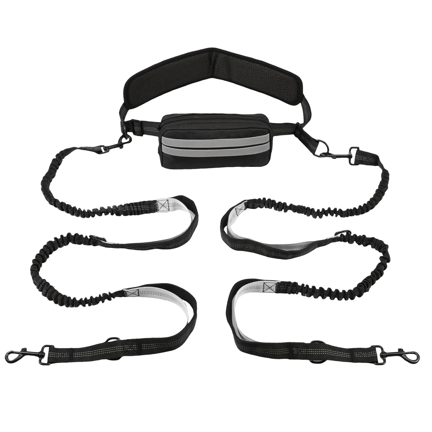Hands Free Dog Leash Reflective Leash with Waist Bag Retractable Elastic Belt Dog Traction Rope for Running Walking Pet Products