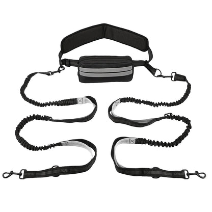 Hands Free Dog Leash Reflective Leash with Waist Bag Retractable Elastic Belt Dog Traction Rope for Running Walking Pet Products