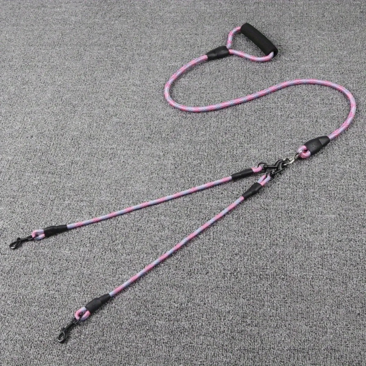 Pet Dual Head Dog Walking Rope with Wavy Pattern, One Drag Two Traction Rope, anti Winding and Detachable