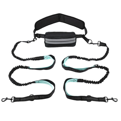 Hands Free Dog Leash Reflective Leash with Waist Bag Retractable Elastic Belt Dog Traction Rope for Running Walking Pet Products